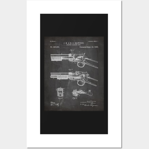 Browning Breach Rifle Patent - Gun Lover Gunsmith Art - Black Chalkboard Wall Art by patentpress